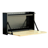 32-Inch Folding Wall-Mounted Worktable with Butcher Block Top