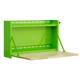 32-Inch Folding Wall-Mounted Worktable with Butcher Block Top