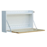 32-Inch Folding Wall-Mounted Worktable with Butcher Block Top
